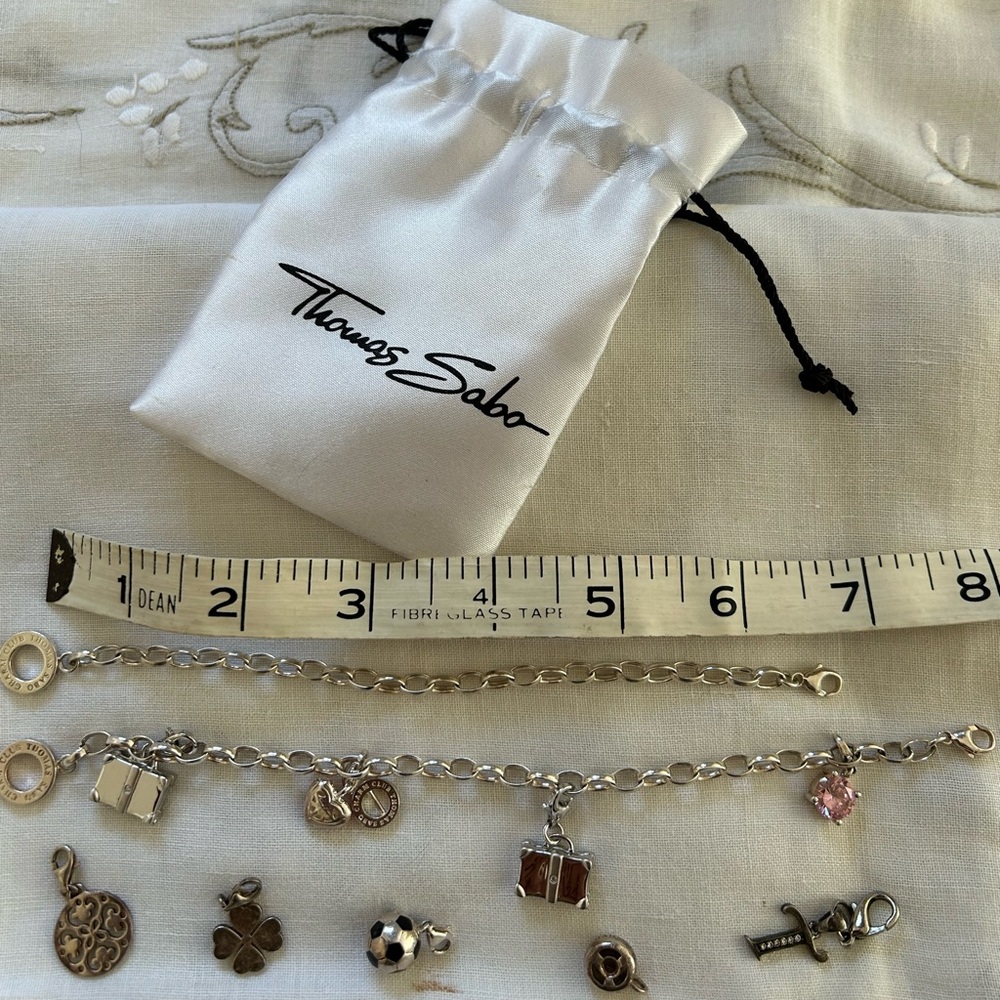 Two Thomas Sabo Silver Charm Bracelets and additional charms